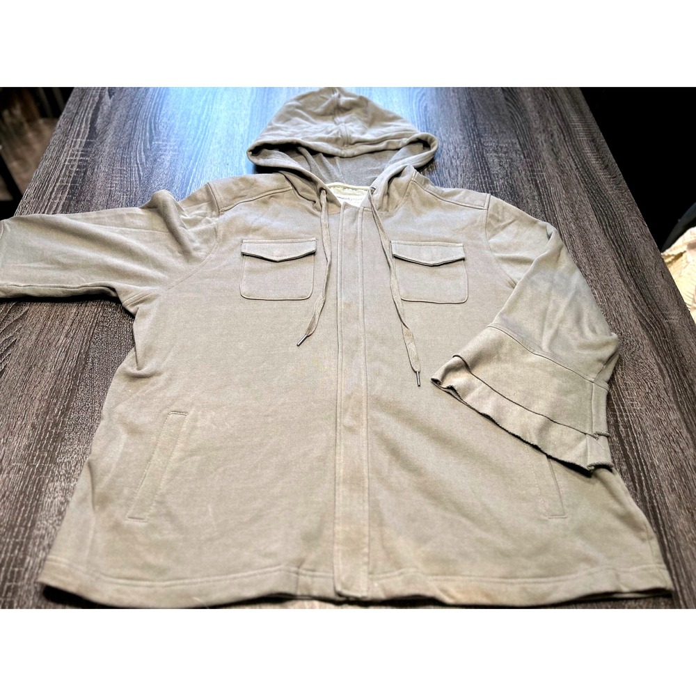 The Sweatshirt Project French Laundry 2X Hooded Jacket Raw Hem Bell Sleeve‎